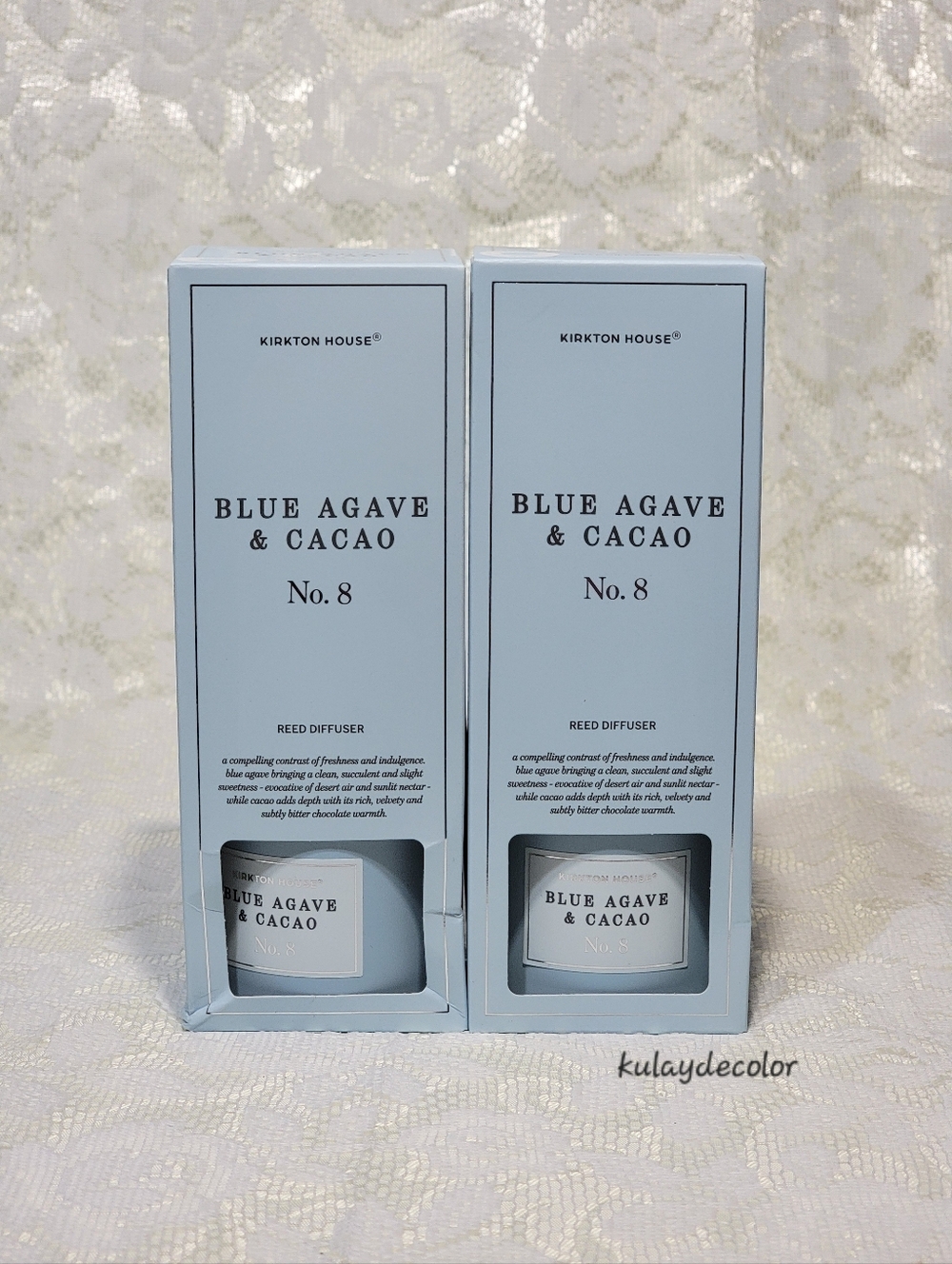 Kirkton House Set Of 2 Blue Agave & Cacao No. 8 Reed Diffuser - 3.4 Fl oz.